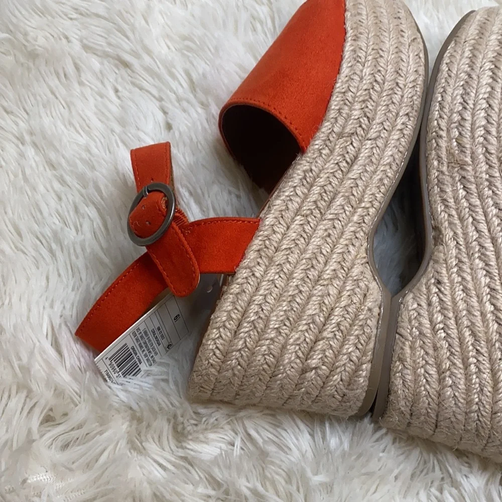 Universal Thread Orange Faux Suede Platform Espadrille Sandals Size 6.5